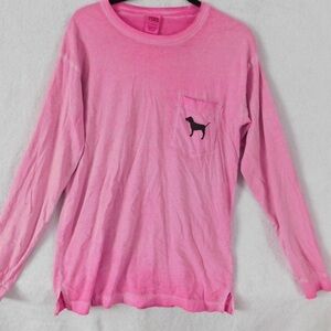 PINK Victoria's‎ Secret Long Sleeve T-Shirt Dog Logo Graphic Pink